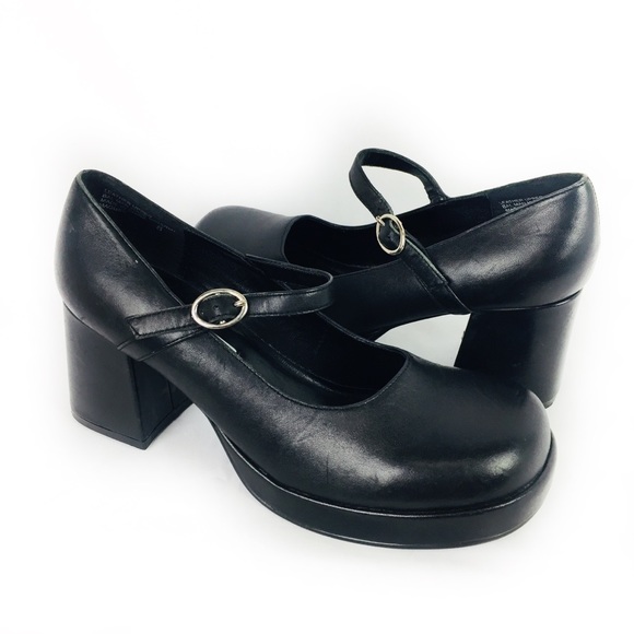 black chunky heel mary janes